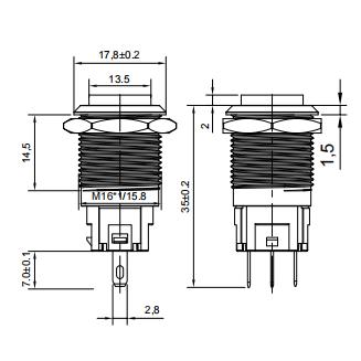 Product Introduction of Metal button switch 16MM three pin no light high head self-locking/resetting COM 1NO 1NC waterproof IP65 start switch energy storage switch 5