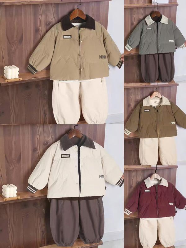 MẸ THÓC áo khoác lông vũ dáng cổ bẻ khuy bấm đính tag ngực in chữ MIND hàng QCCC by KID CLOTHING