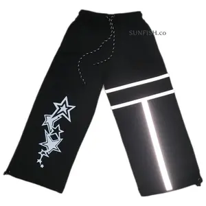 Celana Panjang Gombrong Skena Bintang Star Viral Reflektip Plat/Strip Menyala Gelap Unisex Anak Laki-Laki/Perempuan Usia 2-14 Tahun Premium Terbaru/Terlaris