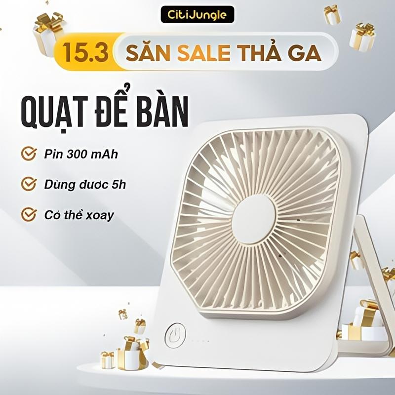 Quạt Để Bàn Tích Điện Morein Xoay 180 Độ Phụ Kiện Usb - Pin 1500mAh Sử Dụng Được Lâu - Bảo Hành 12 Tháng 6