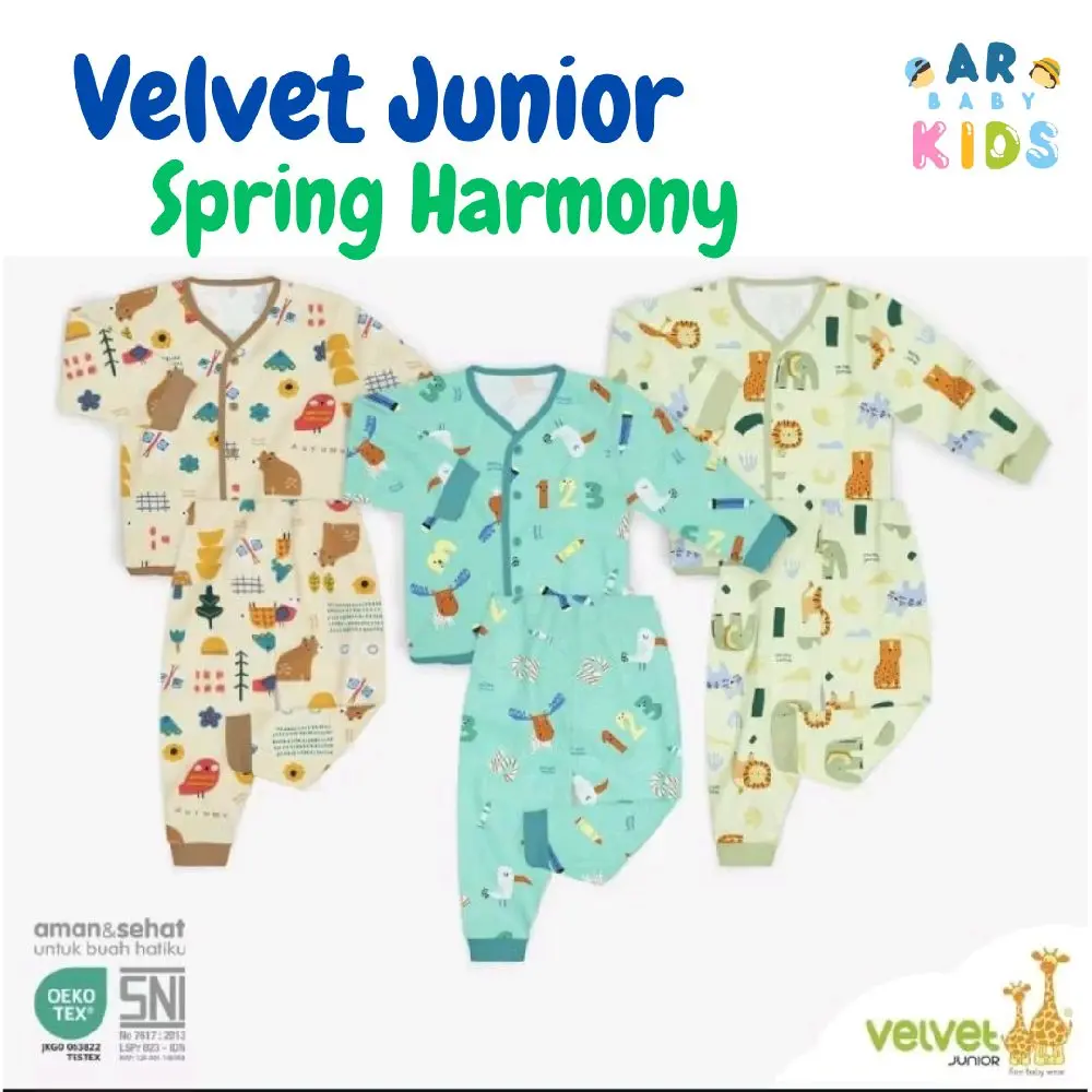 Velvet Baju Bayi & Anak Panjang Kancing Depan Celana Panjang