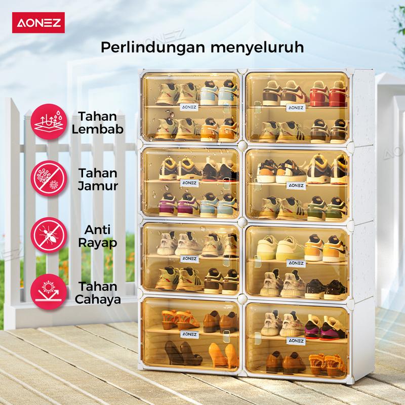 Product Introduction of 【30Hari Garansi】 AONEZ Rak Sepatu Tertutup 8 Slot - Lemari Sepatu Transparan Anti Debu untuk Penyimpanan Sepatu dan Tas di Rumah 7