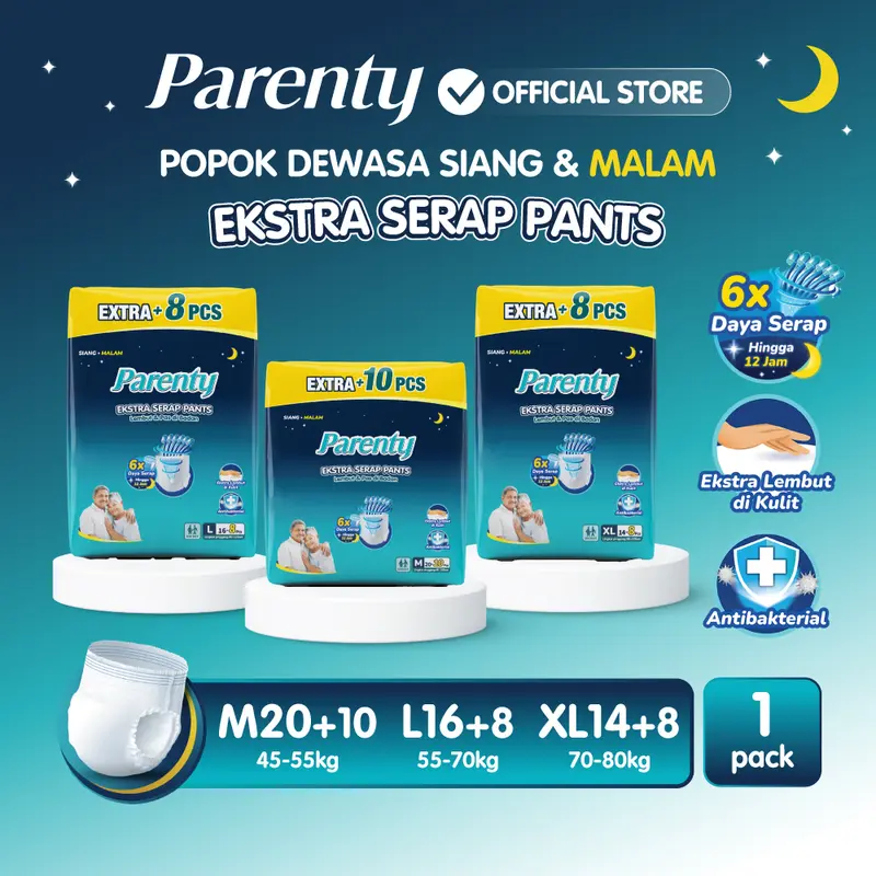 [1 PACK] Parenty Adult Pants Heavy Flow JUMBO Plus Pack Unisex M20+10 / L16+8 / XL14+8