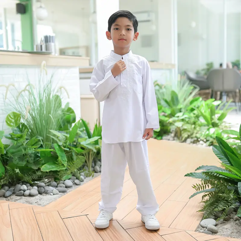 Setelan Baju Koko Anak Putih Bersih lengan panjang Bahan Katun Micro Premium Muslim 3