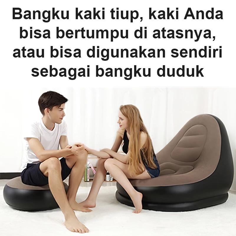 Sofa Angin Santai Dengan Sandaran Kaki&Pompa Kaki Kursi Portabel Kuat Tahan Lama untuk Indoor&Outdoor Abu-abu/Coklat Size Furniture