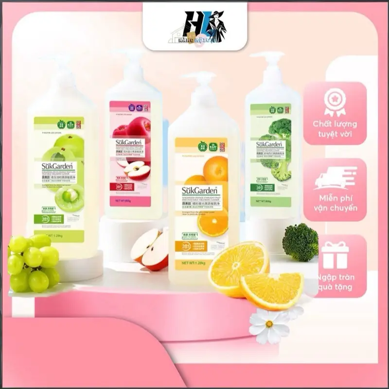 Nước rửa Hữu cơ  ,sinh học Rau Củ Quả SukGarden , Rửa bát , rửa tay , loại bỏ dư lượng thuốc trừ sâu , bụi bẩn , nấm mốc ( chai 800g) Làm Sạch Nước Rửa Chén