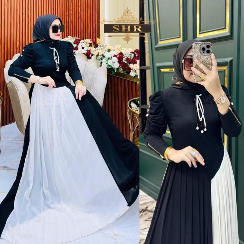 Dress SHR Premium Rajutan LD100/120 PB 140 Model Dada Full Muslim Melar - Formal, Gamis 6