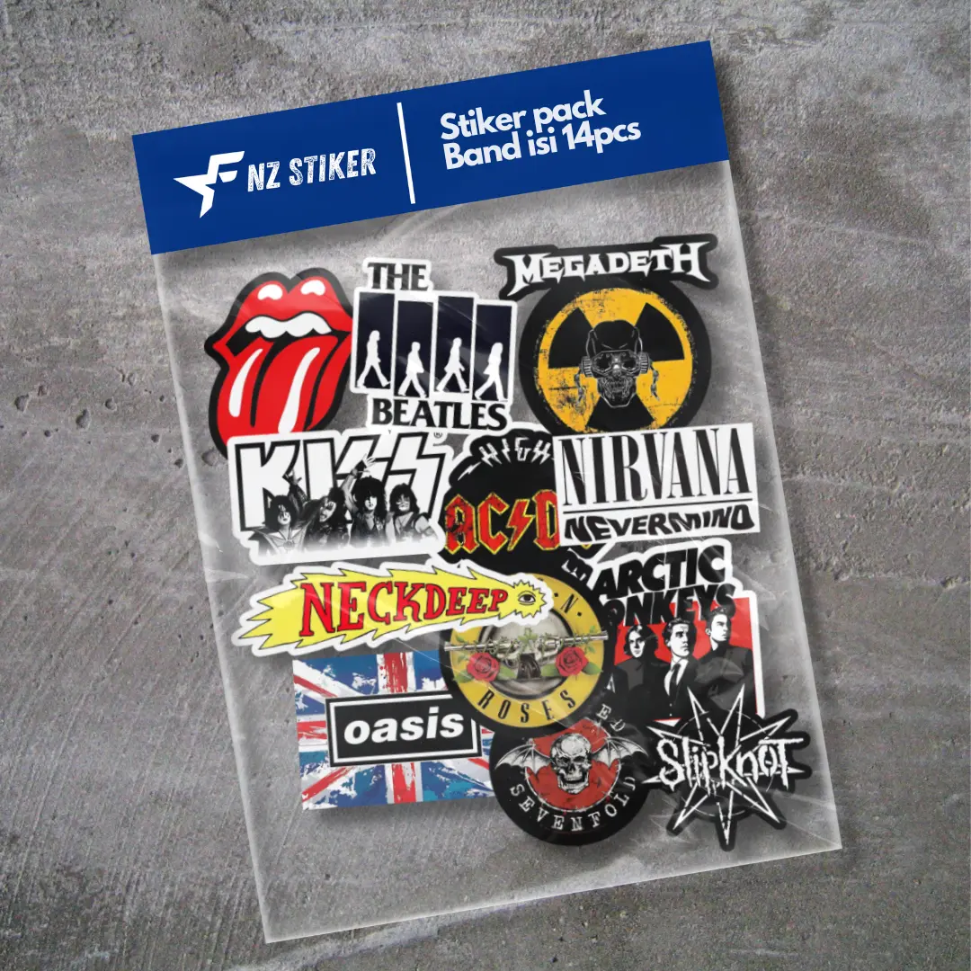 STIKER BAND MUSIC  ISI 14PCS - ANTI AIR, STIKER AESTHETIC, HELM, LAPTOP, CASE HP VOL 16