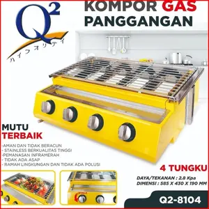 Kompor Panggangan 4 Tungku Q2-8104 Burner Body Stainless Steel