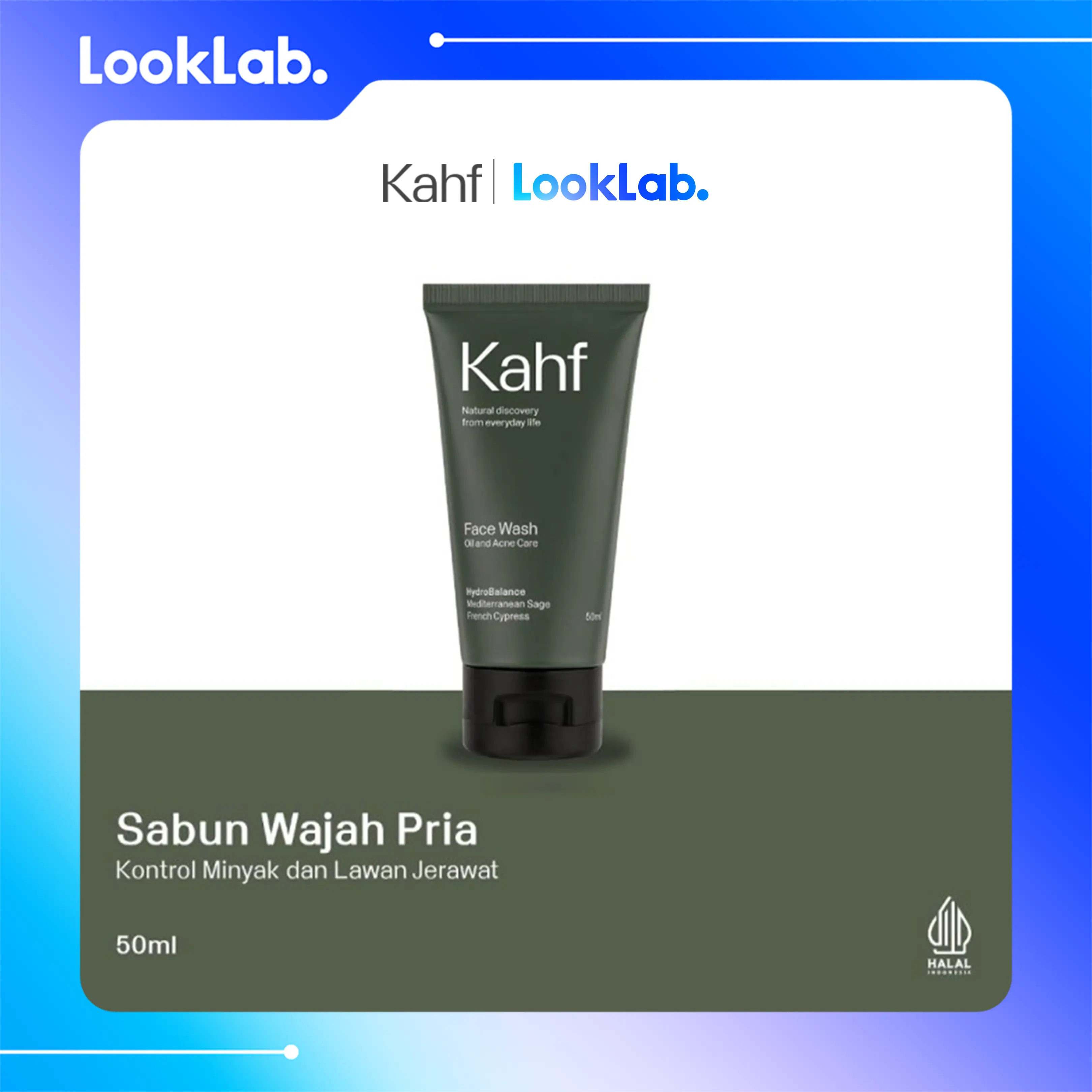 Kahf Oil and Acne Care Face Wash 50 ml - Sabun Pembersih Wajah Pria Untuk Jerawat dalam Kemasan On-The-Go