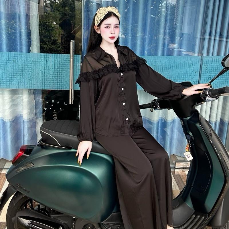  Set bộ quần áo “Sơ mi lụa ren tay phồng voan tơ” TY2181 Thư Ying Shop 