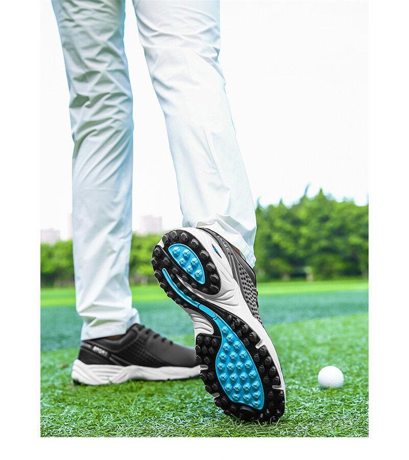 Product Introduction of New High Quality Men Professional Golf Shoes Waterproof Spikes Golf Sneakers Black White Golf Trainers Big Size 40-47 6