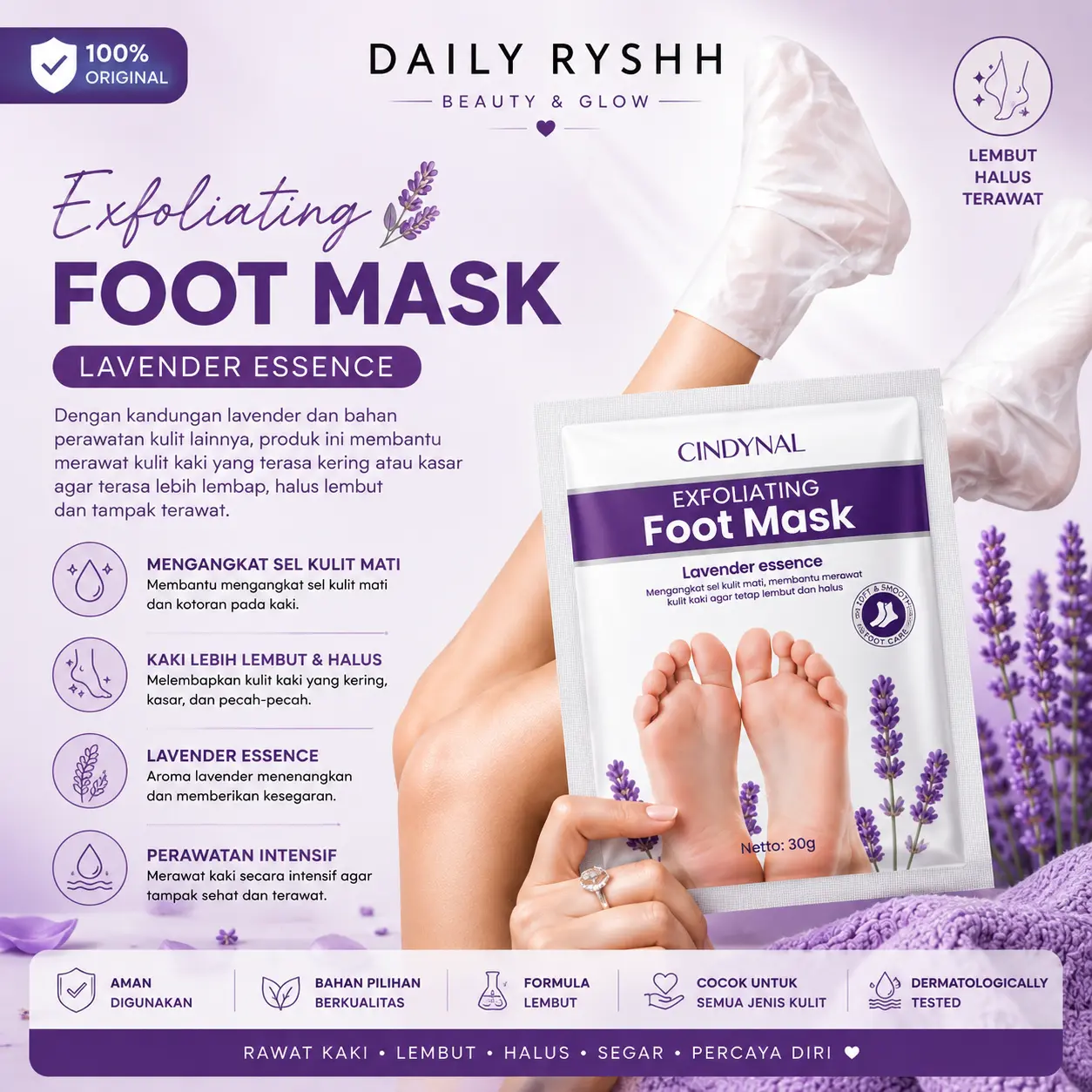 CINDYNAL Soft Heel Foot Mask BPOM | Deep Moisture Foot Care