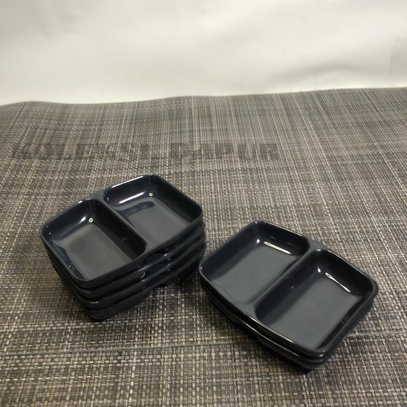 ￼Piring Tempat Sambel Melamin Sekat 2  ( 6 pcs ) Piring Sambal Melamine - Piring Saos Melamin - Mangkok Sambal Melamin - Mangkuk Sambel Melamine Hijau Merah Kitchenware Putih 1