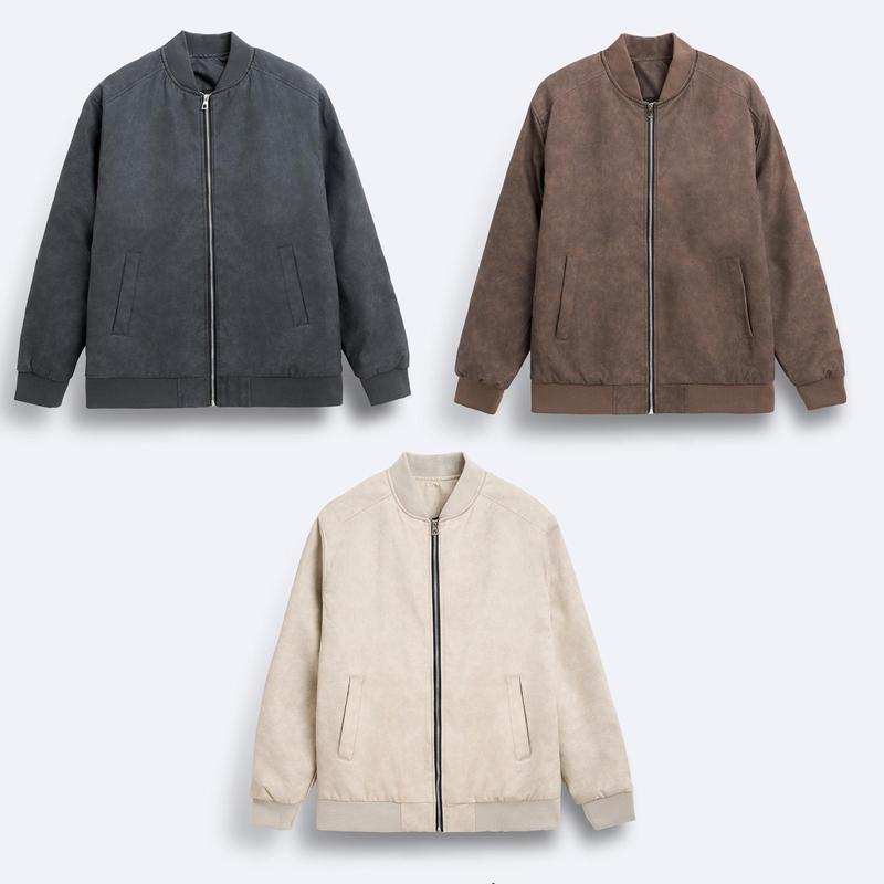 IxI Áo Khoác Bomber Da Pu Dài Tay Nam Lót Trần Trám AKBB.L.3.8194 Menswear