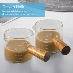 One Two Cups Gelas Takar Espresso Measuring Shot Glass 75ml - S0 Kaca Kayu,Kitchenware