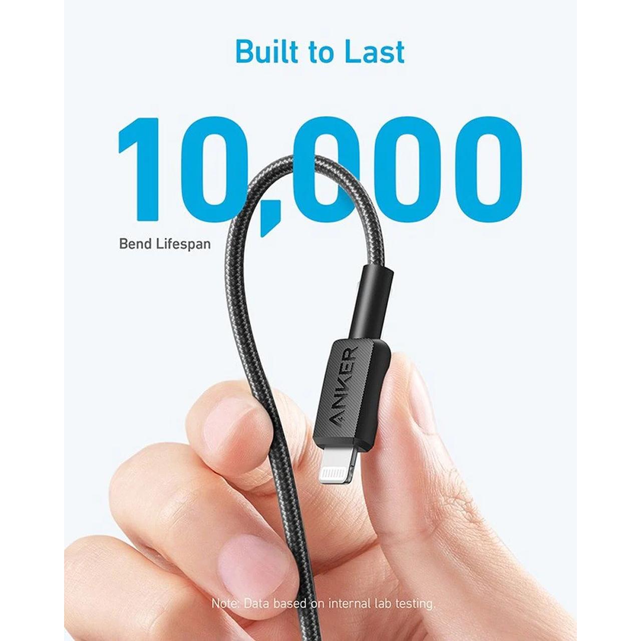 Anker Kabel Charger Lightning - USB C 60W Braided 1.8m 322 Powerline - Black A81B6H11