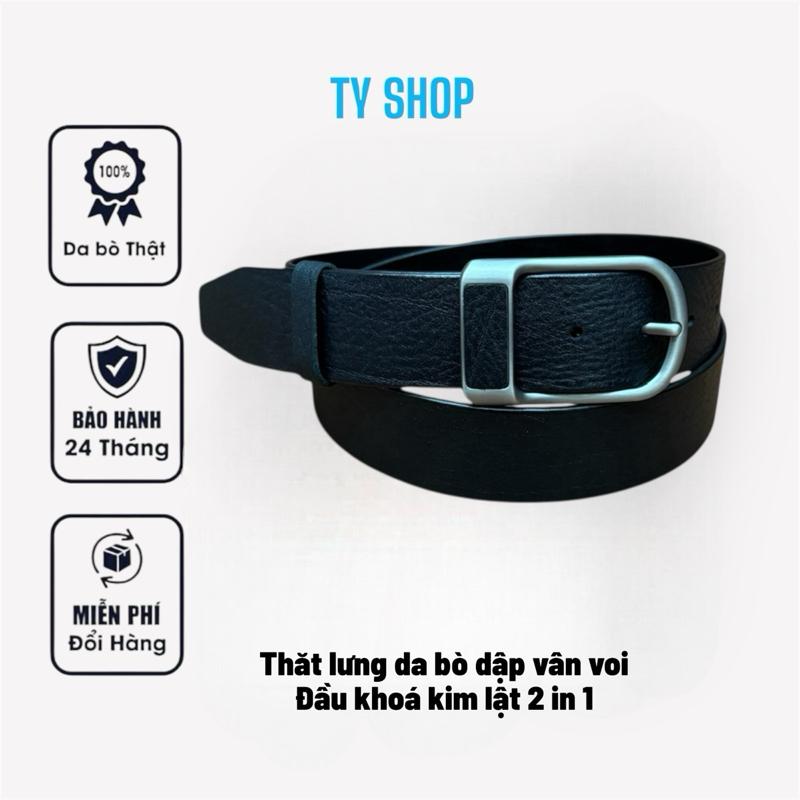 Thắt lưng da bò dập vân voi, đầu khóa hợp kim cao cấp và phụ kiện đinh đục lỗ  Women