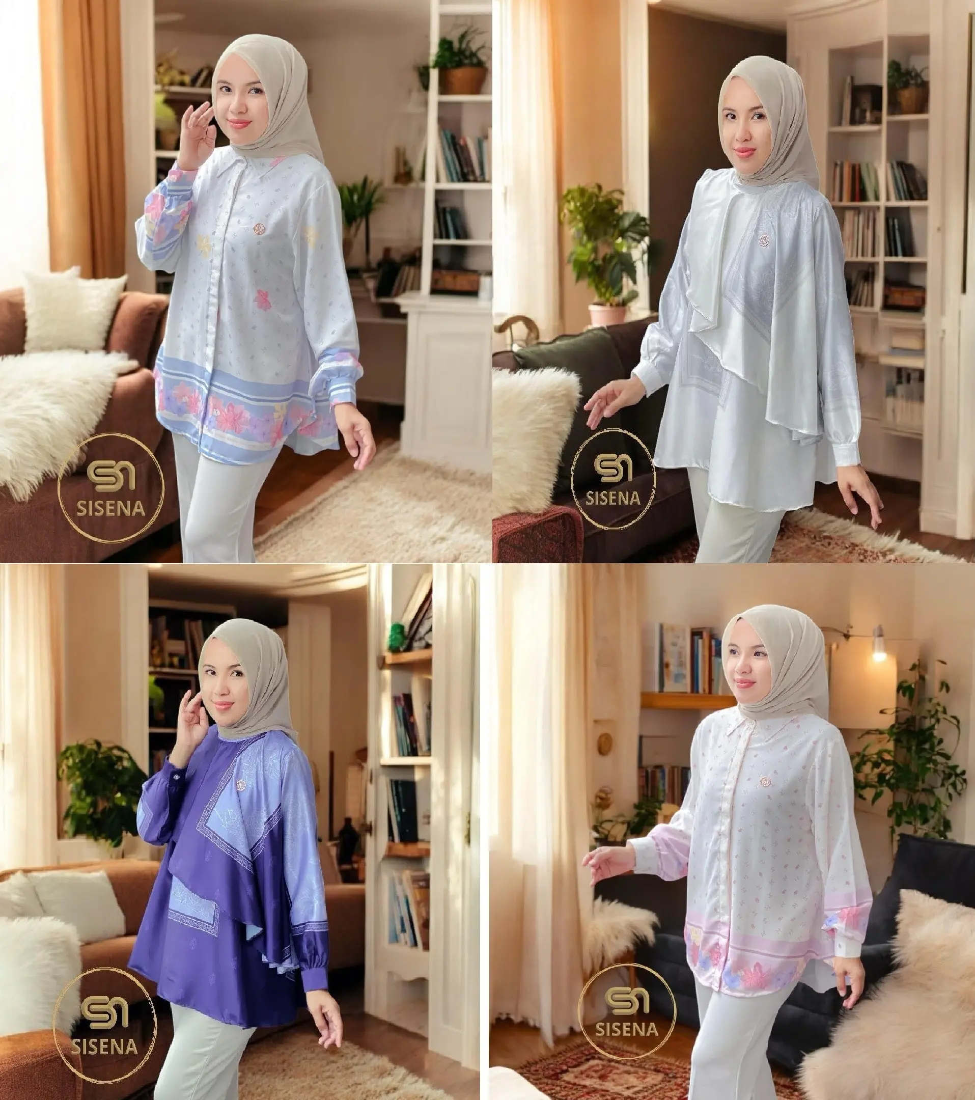 Sisena blouse cotton silk silky premium motif terbaru Kirana Regina Series by Si Se Na
