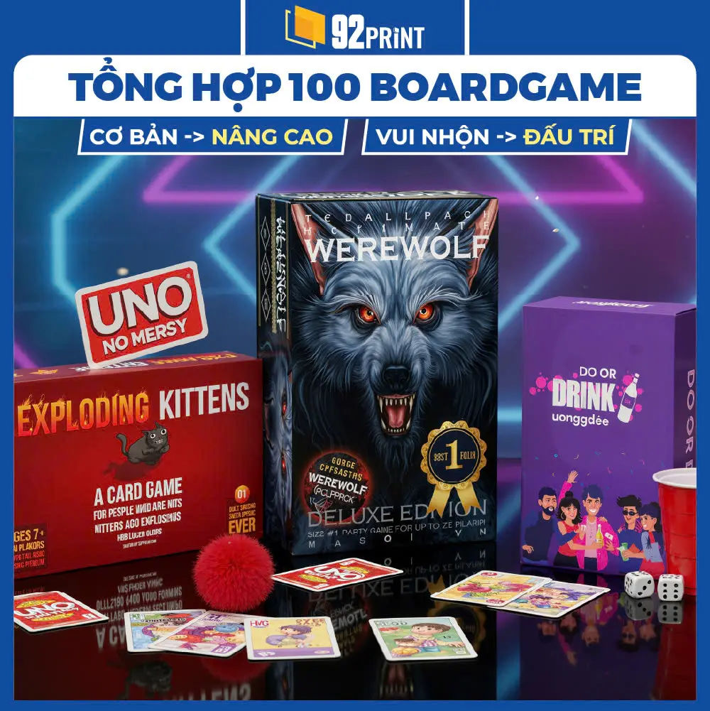 Tổng Hợp 100+ Boardgame khác nhau Đa Dạng Từ Dễ Tới Khó,Trò chơi Uno, Ma Sói, Bài Nhậu