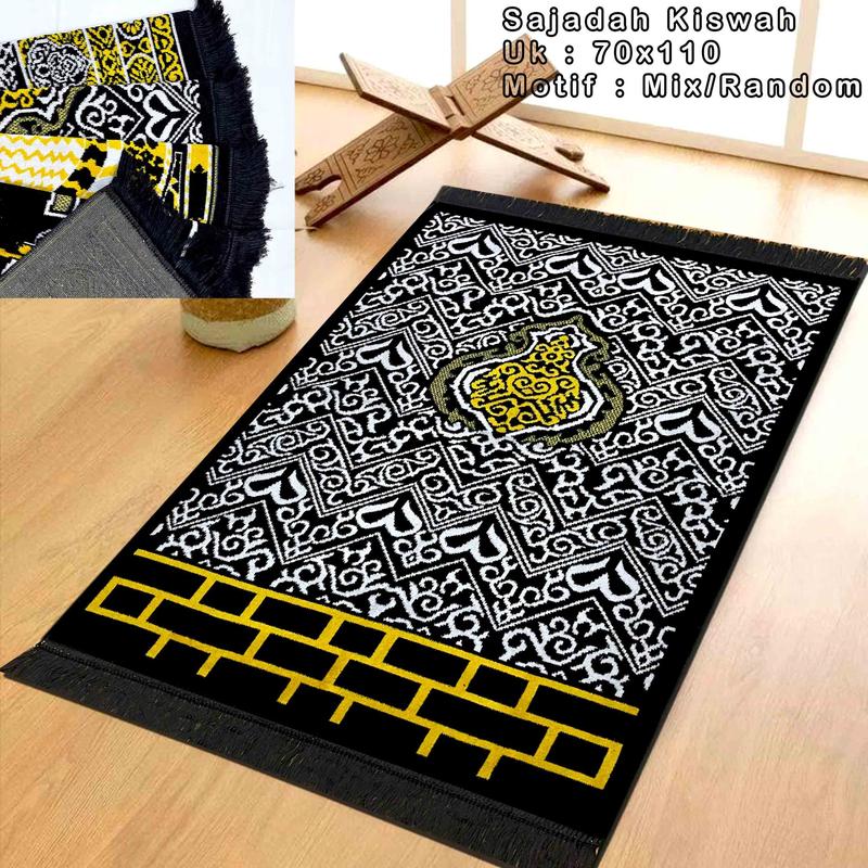 Product Introduction of Sajadah Kiswah Hitam Dewasa Bahan Bludru Ukuran 70*110 cm Motif Kiswah Perlengkapan Sholat 23