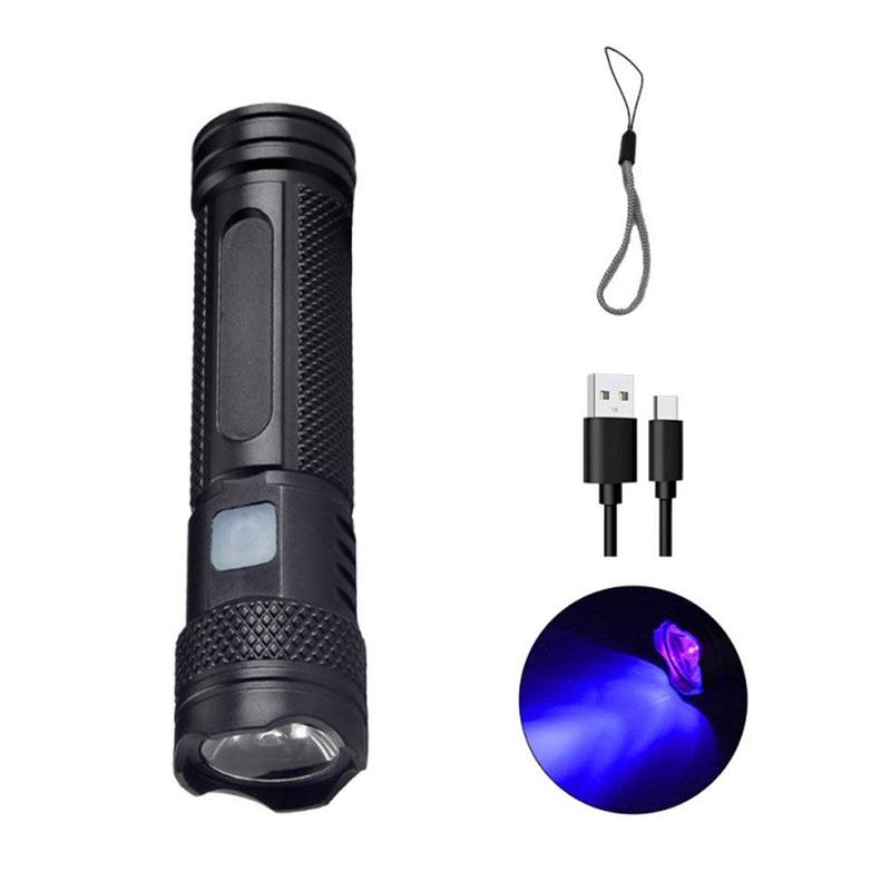 Đèn pin mini 800 mAh, tia UV 365 nm, đèn LED có thể zoom, dùng để phát hiện nước tiểu của thú cưng và tiền xu – V9Q7