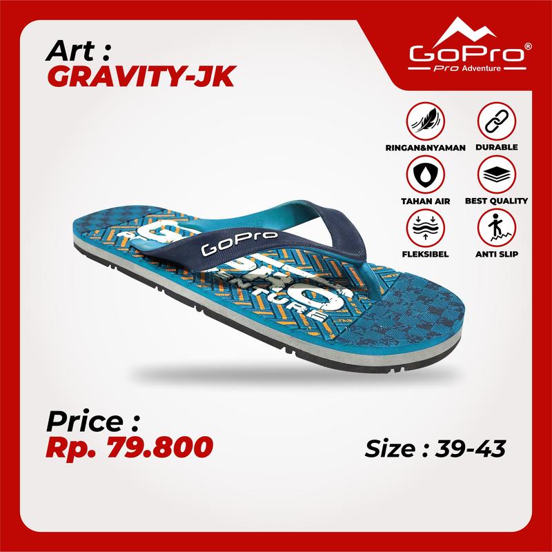 GoPro Adventure Gravity Jk Sandal Jepit Dewasa Sendal Japit Karet Flat Pria Ringan Anti Licin Modis Fashion Size 39-43 2
