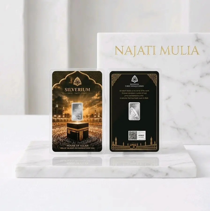 Silverium 1gr Ka'bah 2gr Nabawi 3gr Alaqso Edisi Tabungan Umroh Kemurnian 999.9 Sertifikat Scanbarcod Garansi Buyback Perak Murni Elegan Mewah Hadiah Spesial House of Allah Series