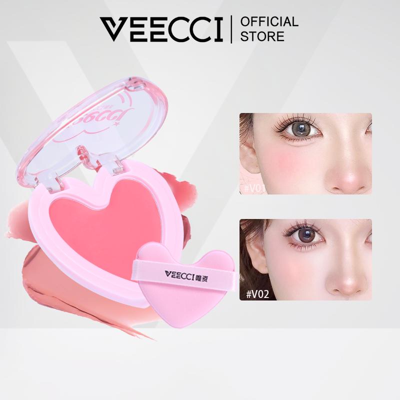  VEECCI Phấn Má Hồng Đơn Sắc Tông Nude Tự Nhiên Phấn Mịn Lên Màu Tốt Kết Cấu Mousse Hình Trái Tim 3.8g 