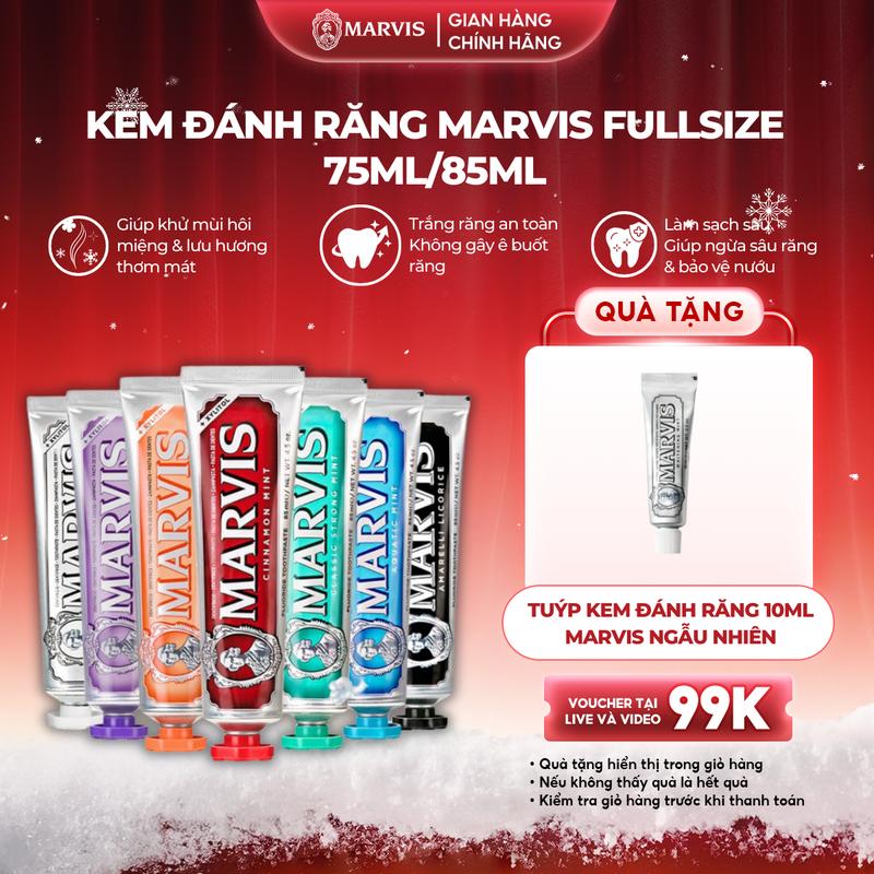 Marvis x Hannah Kem đánh răng Marvis Toothpaste các loại 75 85ML - Hỗ Trợ Làm Trắng Răng Thơm Miệng Dài Lâu