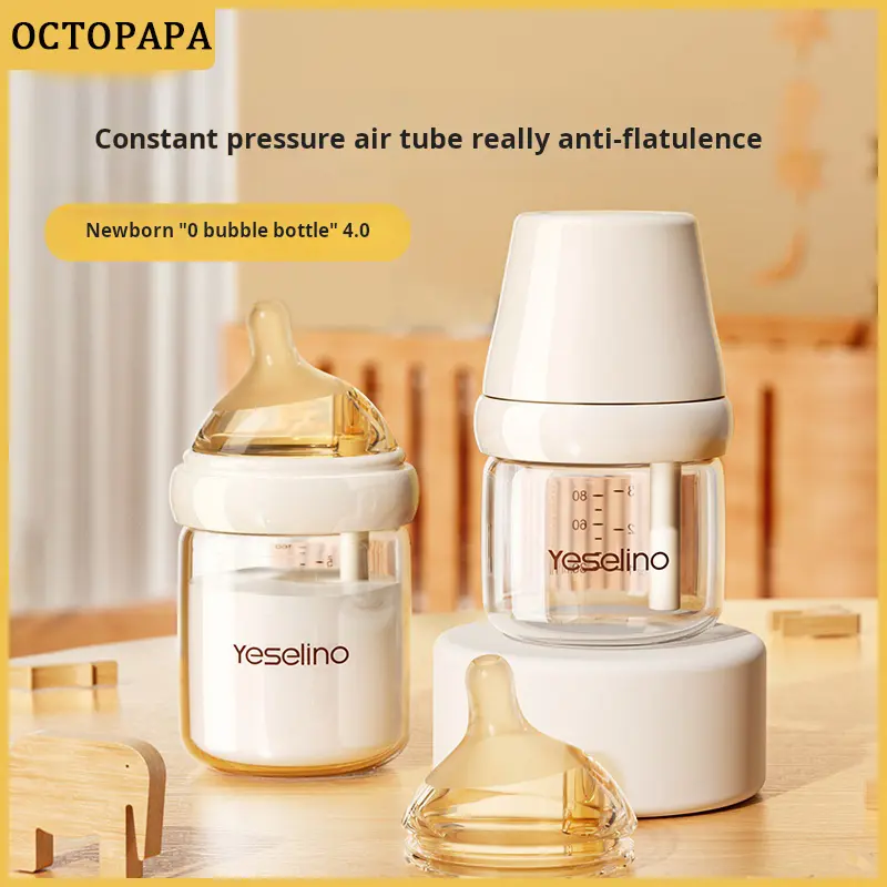 Bình Sữa Trẻ Em Bé 120ml, Chất Liệu Borosilicate Cao, Chống Sặc, Thích Hợp Cho Bé 0-3 Tháng, Kiểu Mới Dòng tốt nghiệp, thiết kế lệch tâm, bắt chước sữa mẹ, 80ml, 68135145