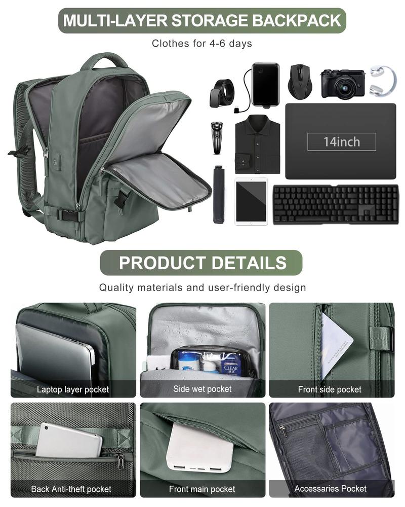 Product Introduction of Ba lô du lịch, không thấm nước, dung tích 35L, ba lô có thể mở rộng, có ngăn đựng giày, thích hợp cho máy tính xách tay 15,6 inch 18