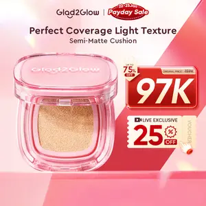 Glad2Glow Perfect cover waterproof cushion dengankandungan skincare mencegah kekusaman dan kulit keringsepanjang hari G2G fondation skin tint Concealer Foundation Wajah foundation cushion anti oksidasi dan tahan lama cushionnya glad2glow