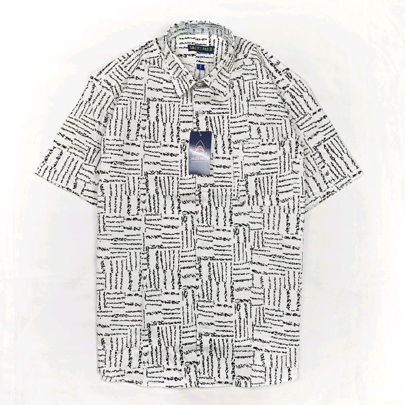 Salice Paolo Kemeja Pria Casual Lengan Pendek Reguler Full Katun Putih Hitam Motif Claw Adem 2