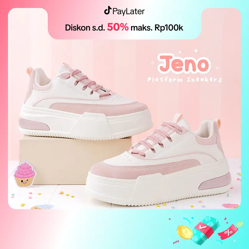 PVN Jeno Sepatu Sneakers Wanita Sport Shoes Casual Pink Crea