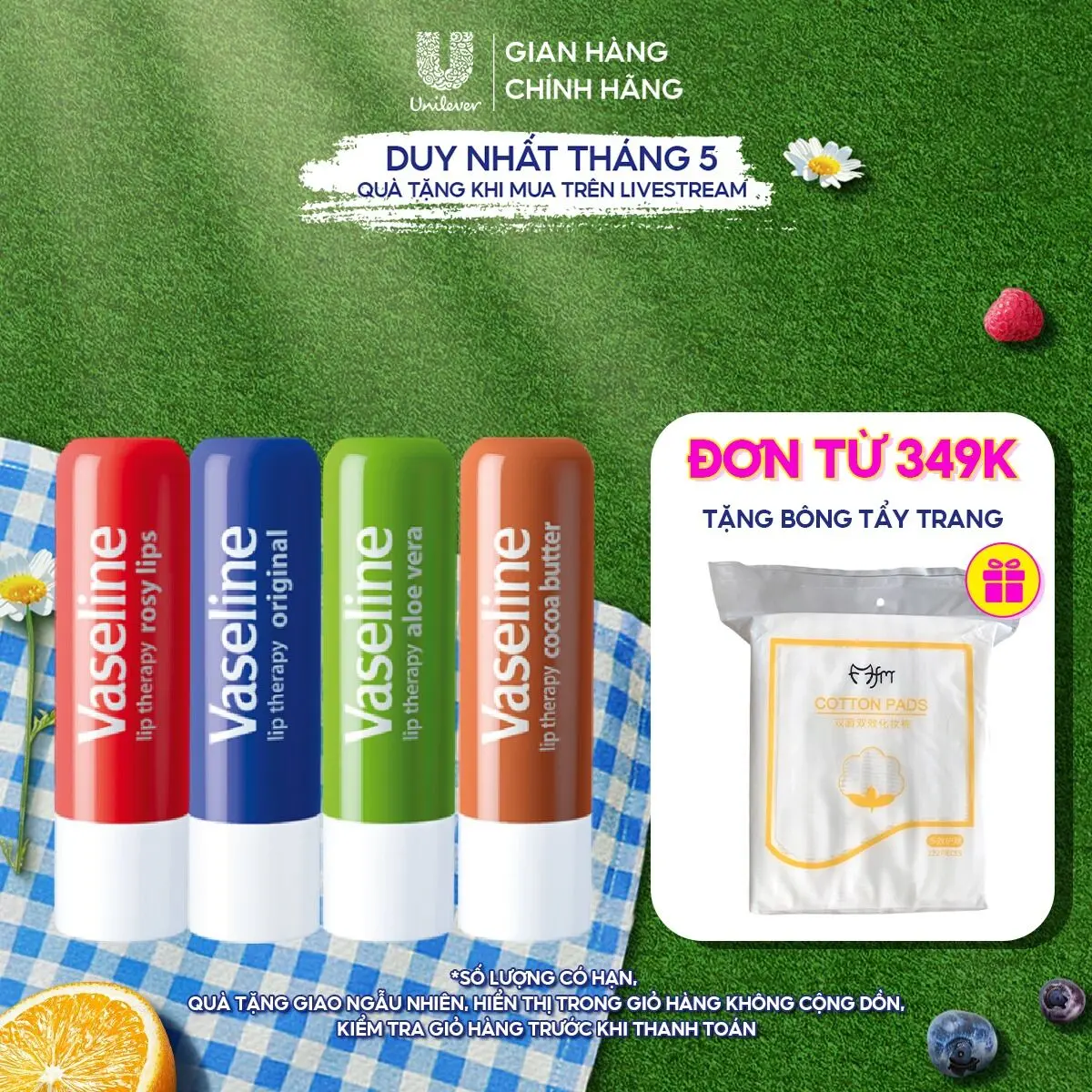 [Live] Son dưỡng môi Vaseline 4.8g (tùy chọn)
