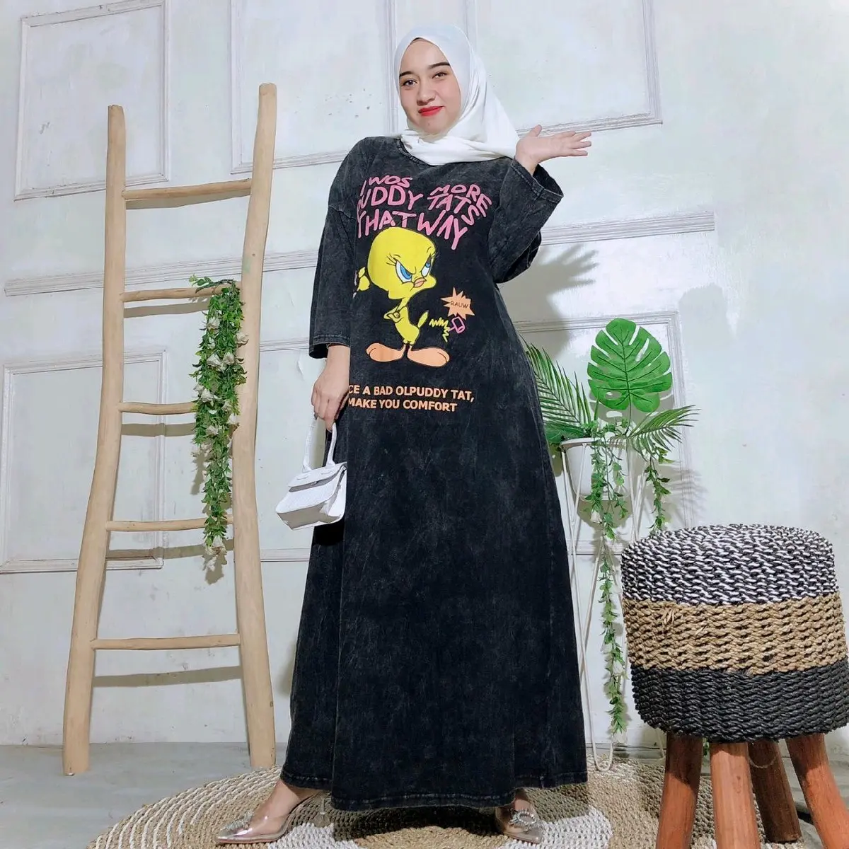 GAMIS MAXY OVERSIZE // GAMIS ONLY VINTAGE JUMBO BY JEVANNI Dress Muslim Hitam Combed Wanita