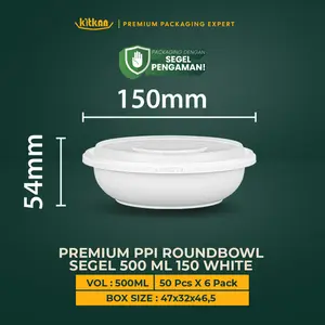 Kitkan Wadah Makanan Segel Pengaman 500 ml PPI Round Bowl Tamper Seal Kitkan Material PP Food Grade Tahan Panas Cocok untuk Nasi & Lauk