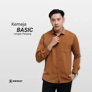 BROGUY Kemeja Basic Pria Lengan Panjang Casual Slimfit Formal Nyaman