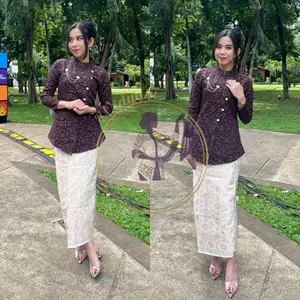WIDYANI KEBAYA-Kebaya Janggan Cokelat Mahogany Premium Fee Bros Size S-XXL Jumbo Setelan Wisuda Bridesmaid