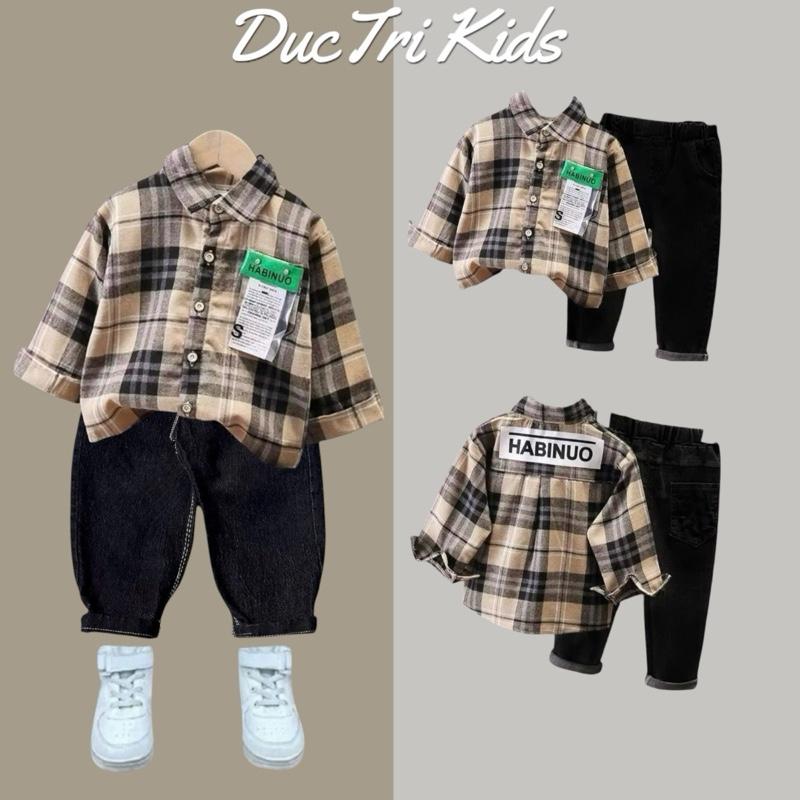 Bộ HABI cho bé 8-26kg áo thô đũi quần kaki đen chất mềm có thể giặt máy