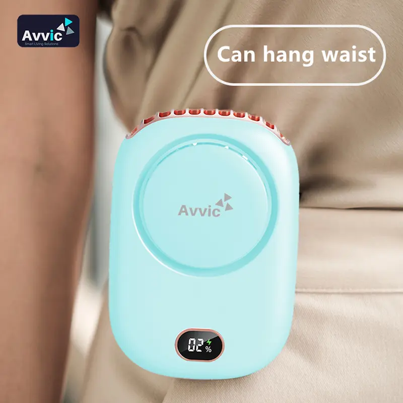 Avvic Kipas Angin Mini Portable AVVIC DQ203 ICE BLUE dengan Baterai Rechargeable dan Display Digital 5