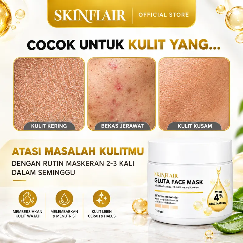 BEST SELLER Masker wajah Skinflair Gluta Face Mask 100gr - Masker Wajah ...