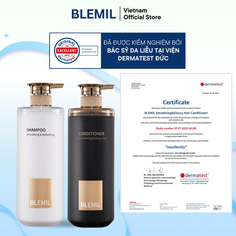 [VIP] Bộ Gội Xả Blemil Phục Hồi, Suôn Mượt Tóc, Hương Thơm Nước Hoa 750mlx2