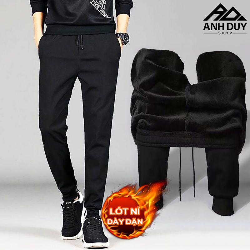 Quần Jogger Nỉ Nam Nữ Lót Nhung Dày Dặn Giữ Ấm Mùa Đông Phong Cách Thể Thao ANH DUY SHOP JG101