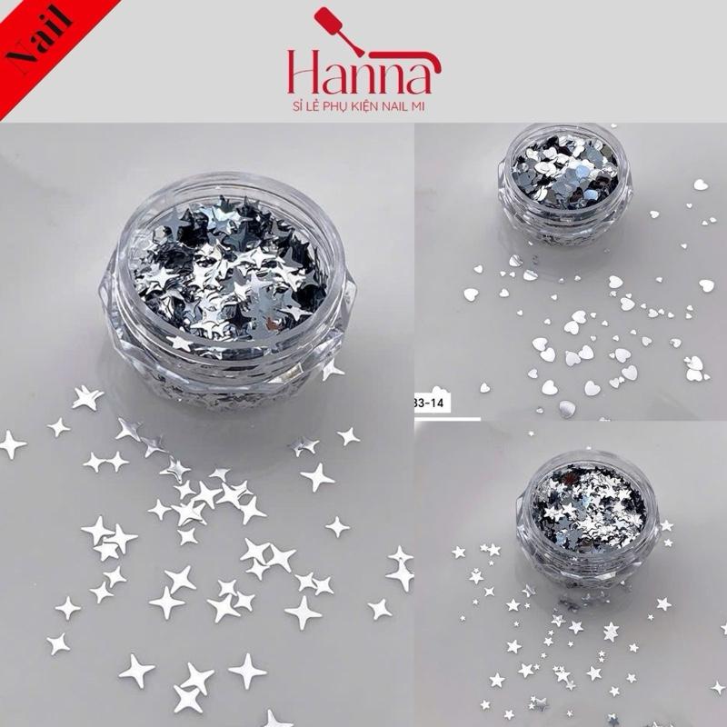 Nhũ kim tuyến Hình Tim Sao trang trí Nail - nhũ kim tuyến Hottrend