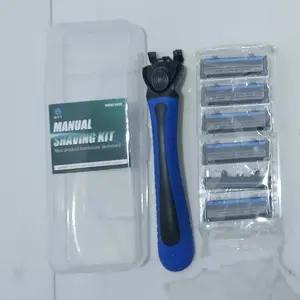 Alat Cukur Manual Pria Pengaman Cukur Cukur Jenggot Wajah 1 Dudukan + 6 Pisau + 1 Kotak Cukur