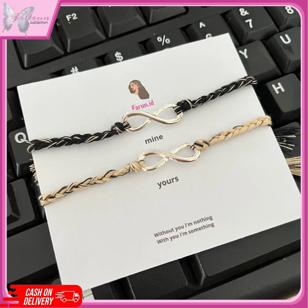 Gelang tali benang infinity couple bracelet infinity motif abstrak bahan benang premium langsung kirim