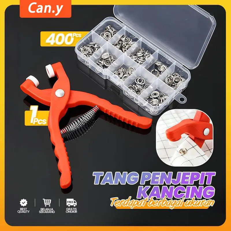 [400 buah] Set alat pemasangan kancing, alat tanpa paku dan tanpa jahit untuk seprai, penutup selimut, dan kancing pakaian