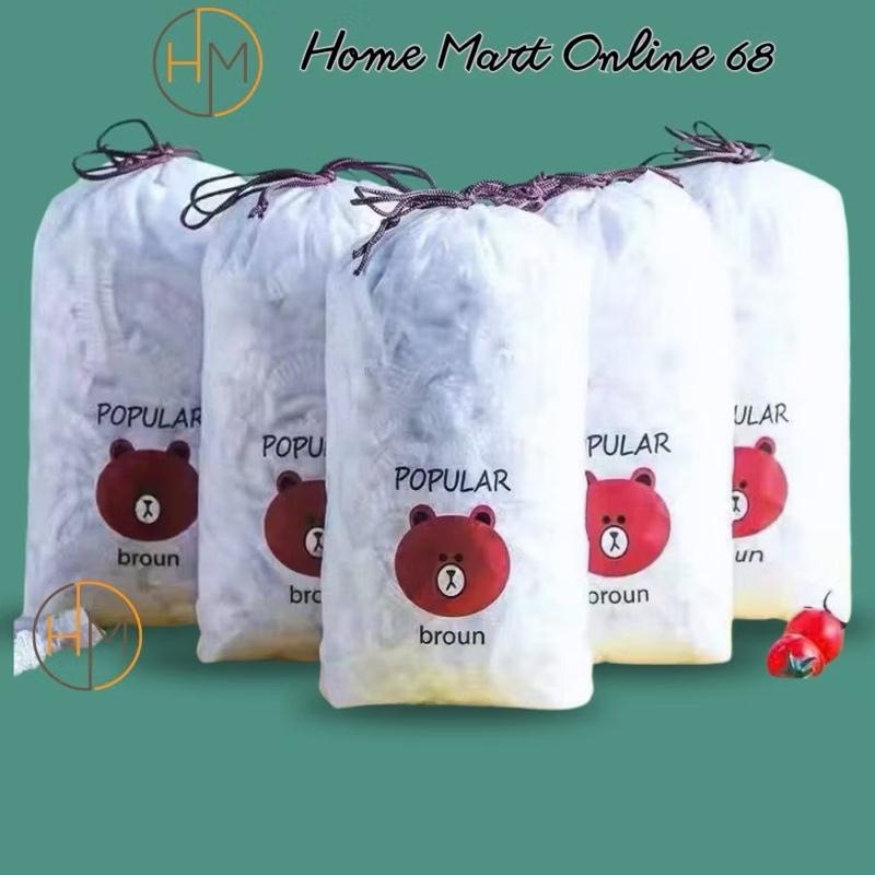 Combo 5 Túi màng bọc thực phẩm JYoohome chất liệu PE co dãn có chun siêu dai Túi gấu bọc đồ ăn HM68